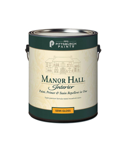 Manor Hall Interior Latex Paint in semi-gloss sheen. Buy at Standard Paint & Flooring.