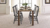 Light beige and white textured carpet flooring, with a dining room table and chairs.