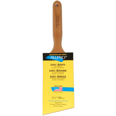 ALLPRO gold stealth 2.5" paint brush, available at Standard Paint & Flooring.