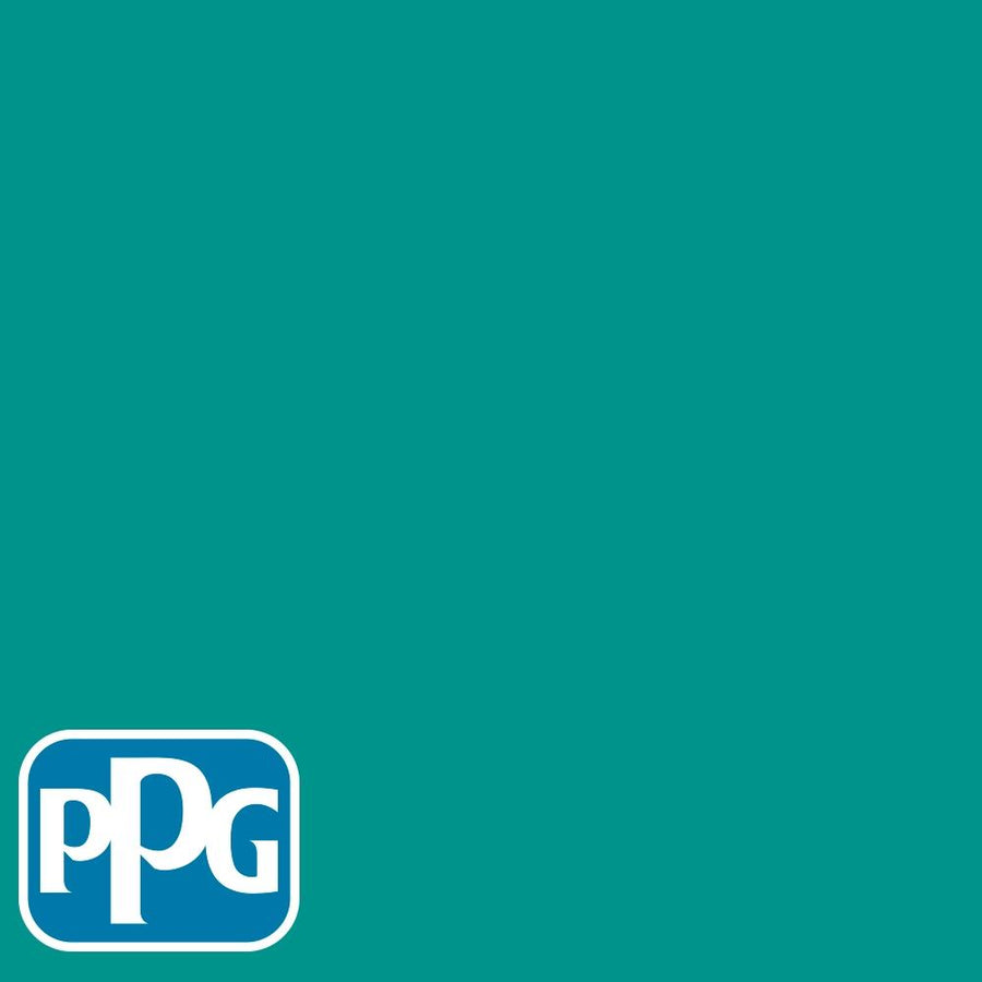 PPG1232-7 Torrid Turquoisepaint color chip from PPG Paint's Voice of Color pallette.