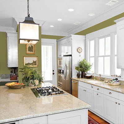 FLLW144 Wright Autumn Green PPG Paint from Standard Paint & Flooring in a kitchen.
