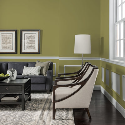 FLLW144 Wright Autumn Green PPG Paint Color in a living room at Standard Paint & Flooring