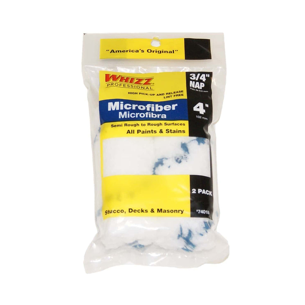 Whizz 4 inch 3/4 Nap Microfiber Mini-Roller Cover 2-Pack