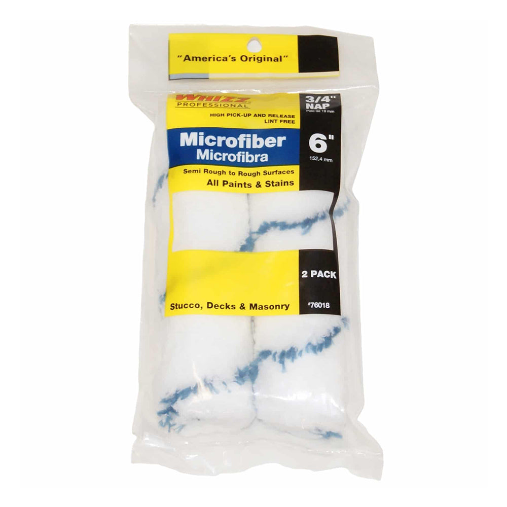 Whizz 6 inch with 3/4 Nap Microfiber Mini-Roller Cover 2-Pack