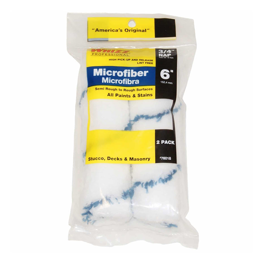 Whizz 6 inch with 3/4 Nap Microfiber Mini-Roller Cover 2-Pack