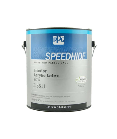 Speedhide Interior latex paint in satin sheen. Buy at Standard Paint & Flooring.